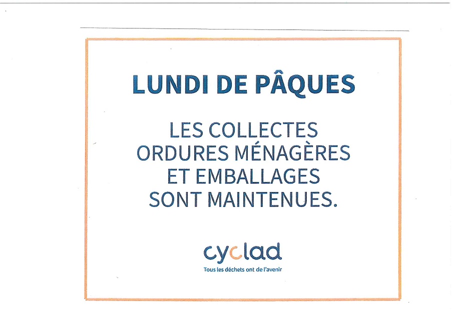 La collecte des ordures ménagères pour Pâques